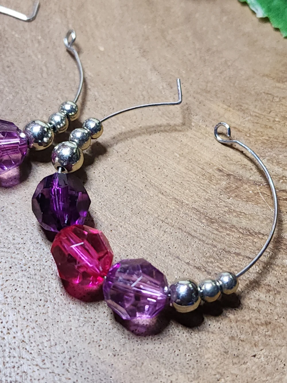 Handcrafted Pink & Purple Beaded Hoop Earrings